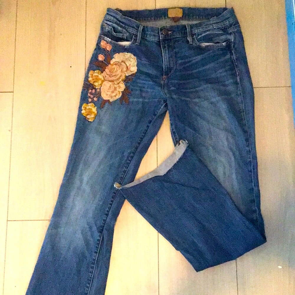 Floral Embroidered Blue Jeans